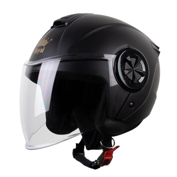Mũ bảo hiểm 3/4 Royal M787 màu đen, kính chắn gió trong suốt